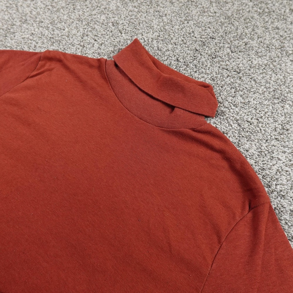 VTG LL Bean Sweater Mens L Orange Mock Neck Pullover‎ Turtleneck Shirt USA 80s